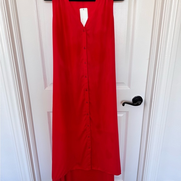 Under Skies Button Down Maxi Dress Women's Size 8 Red - Picture 11 of 12